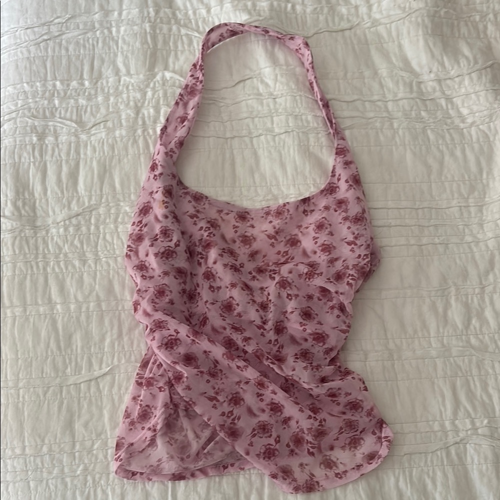 Reformation semi sheer pink top
